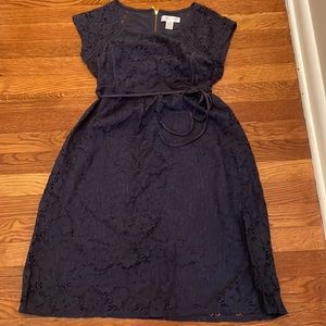 Dark blue lace maternity dress